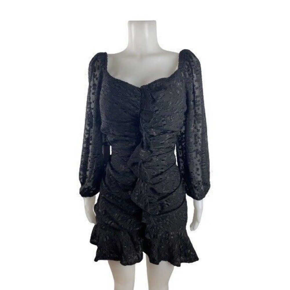 ASTR The Label Women Dress Size XL  Black Balloon Sleeve Square Neck. NWT